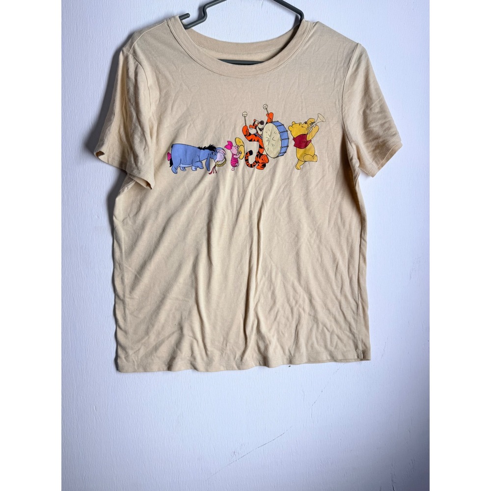 Disney Winnie the Pooh Tigger Piglet Eeyore Graphic Tee Cream Beige Small